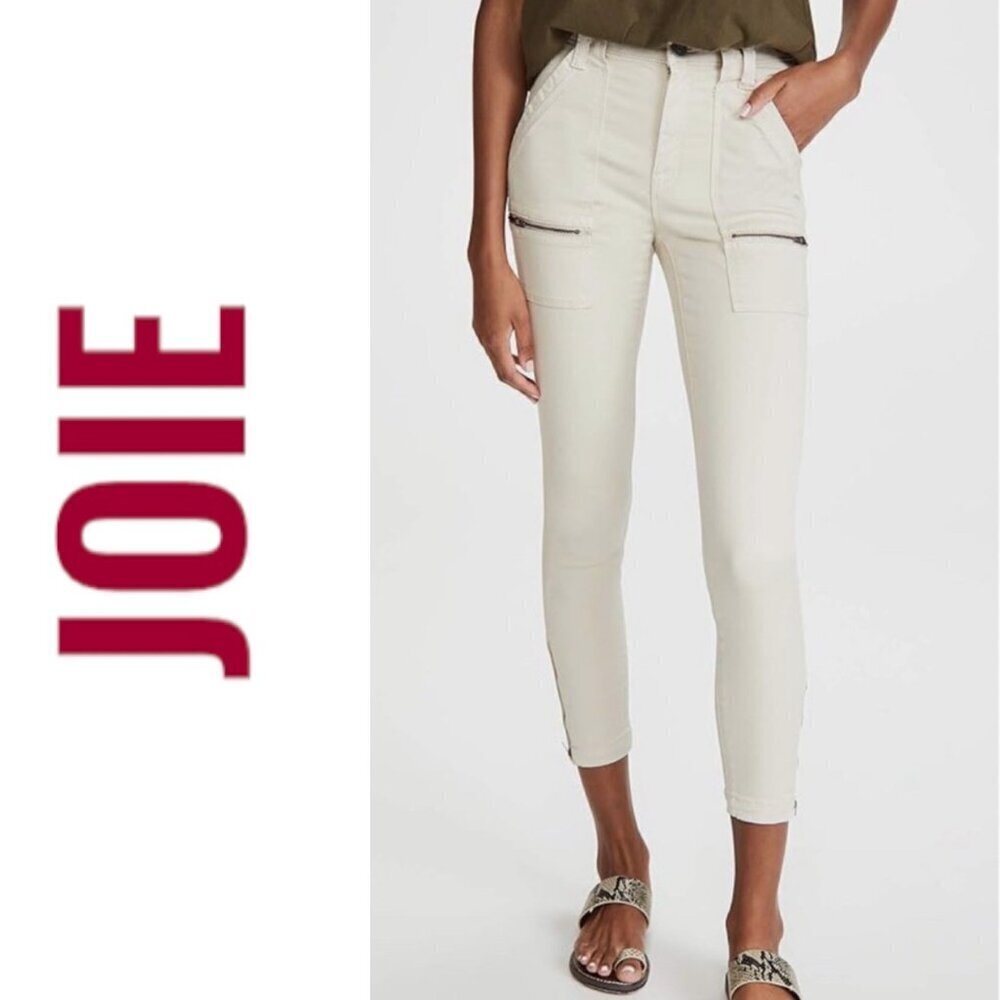 NWT JOIE Park Skinny Ankle Zipper‎ Moto Jeans Pants Porcelain White, Size 24